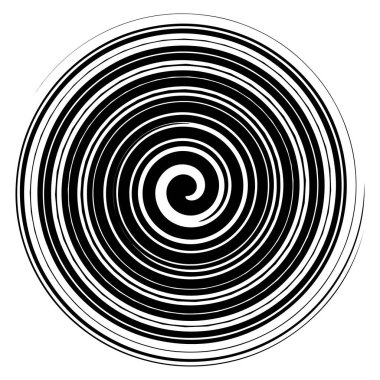 Spiral, twirl, fırıl fırıl dönen tasarım elementi. Volt, sarmal, kıvrım şekli. Döndürme, bükülme, deformasyon efekti ile şekil