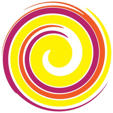 Spiral, twirl, fırıl fırıl dönen tasarım elementi. Volt, sarmal, kıvrım şekli. Döndürme, bükülme, deformasyon efekti ile şekil