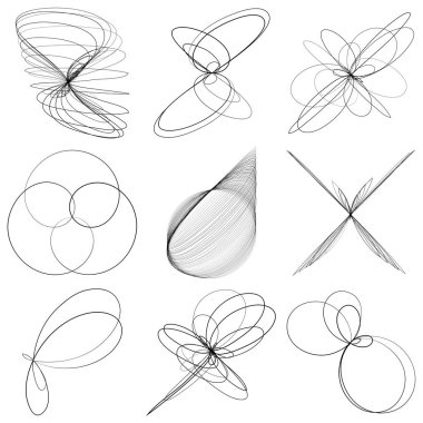 Soyut geometrik çizim, çizgi tasarım elemanı. Taslak mandala, motivasyon tasarımı. Kavisli, yuvarlak, kıvrımlı çizgiler