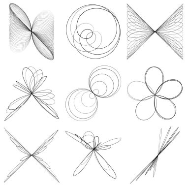 Soyut geometrik çizim, çizgi tasarım elemanı. Taslak mandala, motivasyon tasarımı. Kavisli, yuvarlak, kıvrımlı çizgiler