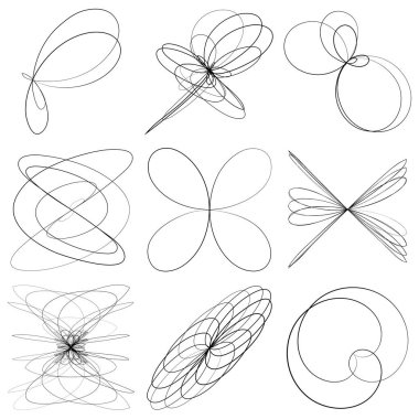 Soyut geometrik çizim, çizgi tasarım elemanı. Taslak mandala, motivasyon tasarımı. Kavisli, yuvarlak, kıvrımlı çizgiler