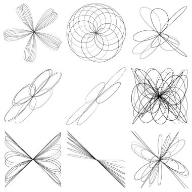 Soyut geometrik çizim, çizgi tasarım elemanı. Taslak mandala, motivasyon tasarımı. Kavisli, yuvarlak, kıvrımlı çizgiler
