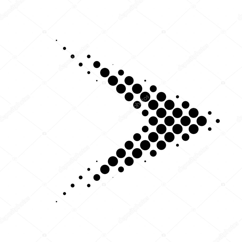 Halftone arrow icon and symbol. Stock vector illustration, Clip-art graphics