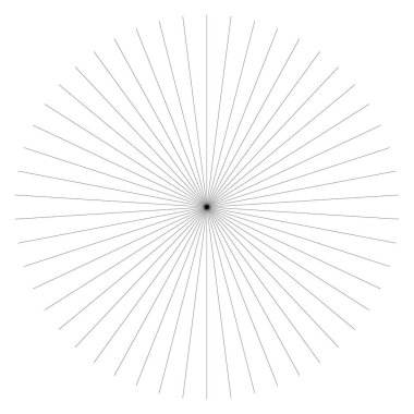 Radyal çizgiler, çizgiler. Işıldayan şeritler, şeritler. Işınlar, ışınlar, yıldız patlaması, güneş patlaması elementi. Stock vektör illüstrasyonu, Clip sanat grafikleri
