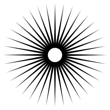 Radikal, dairesel çizgiler, teller. Işık saçan çizgiler, çizgiler. Eşmerkezli patlama, patlama etkisi vektör çizimi