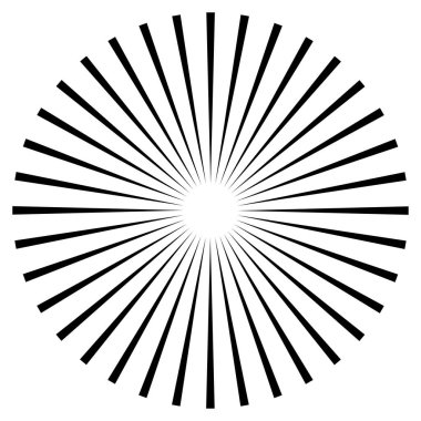 Radikal, dairesel çizgiler, teller. Işık saçan çizgiler, çizgiler. Eşmerkezli patlama, patlama etkisi vektör çizimi