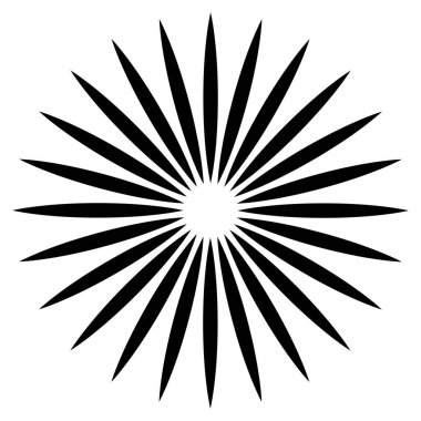 Radikal, dairesel çizgiler, teller. Işık saçan çizgiler, çizgiler. Eşmerkezli patlama, patlama etkisi vektör çizimi