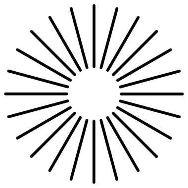 Radikal, dairesel çizgiler, teller. Işık saçan çizgiler, çizgiler. Eşmerkezli patlama, patlama etkisi vektör çizimi