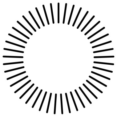 Radikal, dairesel çizgiler, teller. Işık saçan çizgiler, çizgiler. Eşmerkezli patlama, patlama etkisi vektör çizimi