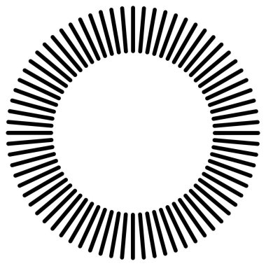 Radikal, dairesel çizgiler, teller. Işık saçan çizgiler, çizgiler. Eşmerkezli patlama, patlama etkisi vektör çizimi