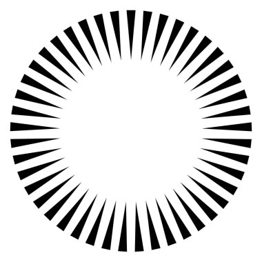 Radikal, dairesel çizgiler, teller. Işık saçan çizgiler, çizgiler. Eşmerkezli patlama, patlama etkisi vektör çizimi