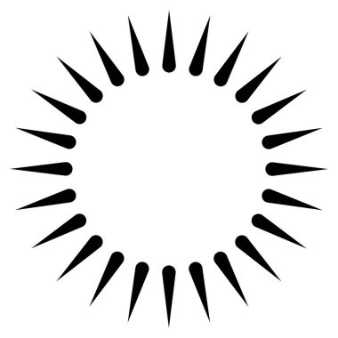 Radikal, dairesel çizgiler, teller. Işık saçan çizgiler, çizgiler. Eşmerkezli patlama, patlama etkisi vektör çizimi