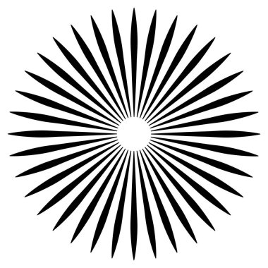 Radikal, dairesel çizgiler, teller. Işık saçan çizgiler, çizgiler. Eşmerkezli patlama, patlama etkisi vektör çizimi