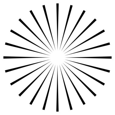 Radikal, dairesel çizgiler, teller. Işık saçan çizgiler, çizgiler. Eşmerkezli patlama, patlama etkisi vektör çizimi