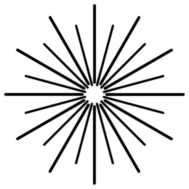 Radikal, dairesel çizgiler, teller. Işık saçan çizgiler, çizgiler. Eşmerkezli patlama, patlama etkisi vektör çizimi