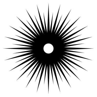 Radikal, dairesel çizgiler, teller. Işık saçan çizgiler, çizgiler. Eşmerkezli patlama, patlama etkisi vektör çizimi