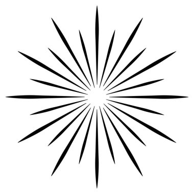 Radikal, dairesel çizgiler, teller. Işık saçan çizgiler, çizgiler. Eşmerkezli patlama, patlama etkisi vektör çizimi