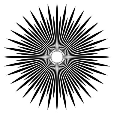 Radikal, dairesel çizgiler, teller. Işık saçan çizgiler, çizgiler. Eşmerkezli patlama, patlama etkisi vektör çizimi