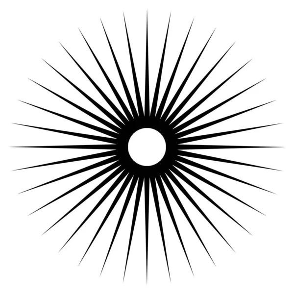 Radikal, dairesel çizgiler, teller. Işık saçan çizgiler, çizgiler. Eşmerkezli patlama, patlama etkisi vektör çizimi