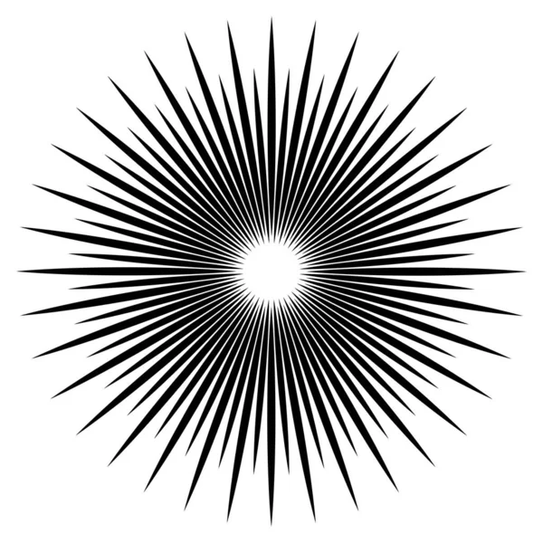 Radikal, dairesel çizgiler, teller. Işık saçan çizgiler, çizgiler. Eşmerkezli patlama, patlama etkisi vektör çizimi