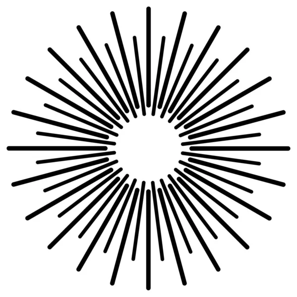 Radikal, dairesel çizgiler, teller. Işık saçan çizgiler, çizgiler. Eşmerkezli patlama, patlama etkisi vektör çizimi