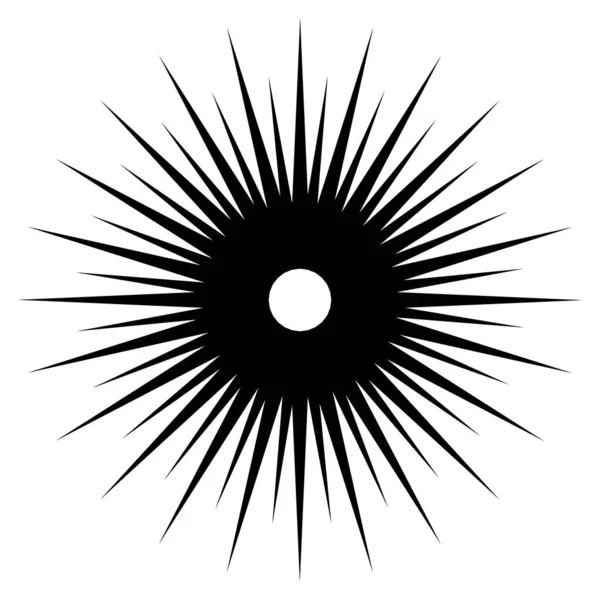 Radikal, dairesel çizgiler, teller. Işık saçan çizgiler, çizgiler. Eşmerkezli patlama, patlama etkisi vektör çizimi
