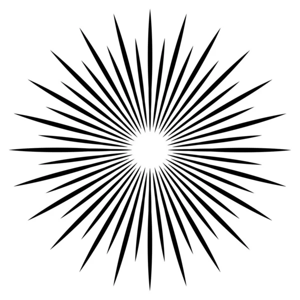 Radikal, dairesel çizgiler, teller. Işık saçan çizgiler, çizgiler. Eşmerkezli patlama, patlama etkisi vektör çizimi