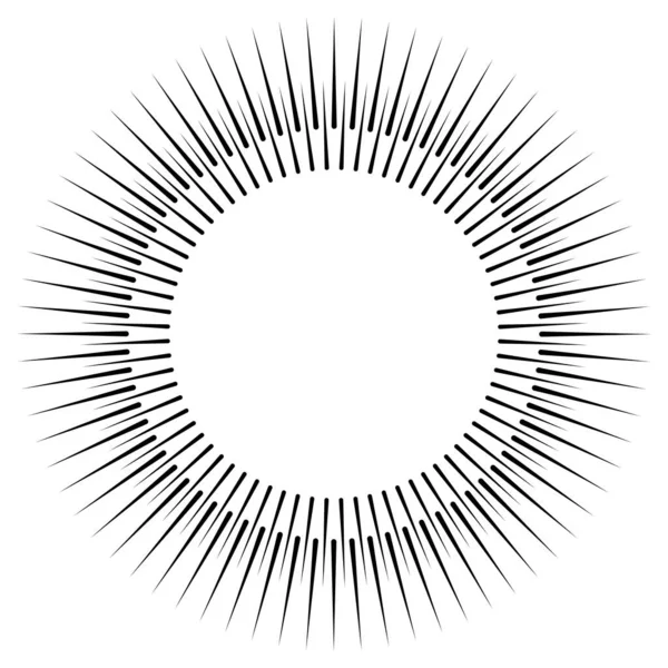Radiální Kruhové Čáry Paprsky Zářící Čáry Pruhy Soustředný Výboj Vektorová — Stockový vektor