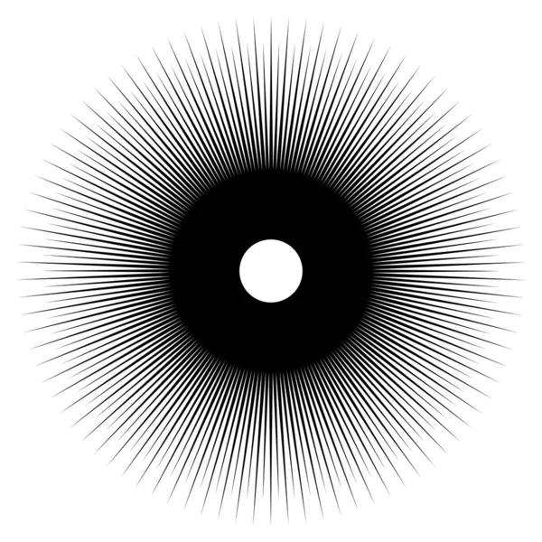 ラジアル 円形のライン スポーク 放射線線線 ストライプ 集中バースト 爆発効果ベクトル図 — ストックベクタ