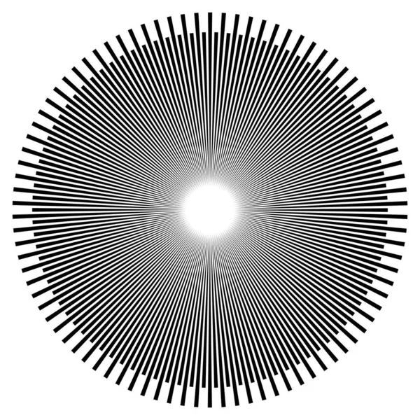 Radial Circular Lines Spokes Radiating Lines Stripes Concentric Burst Blast — Stock Vector