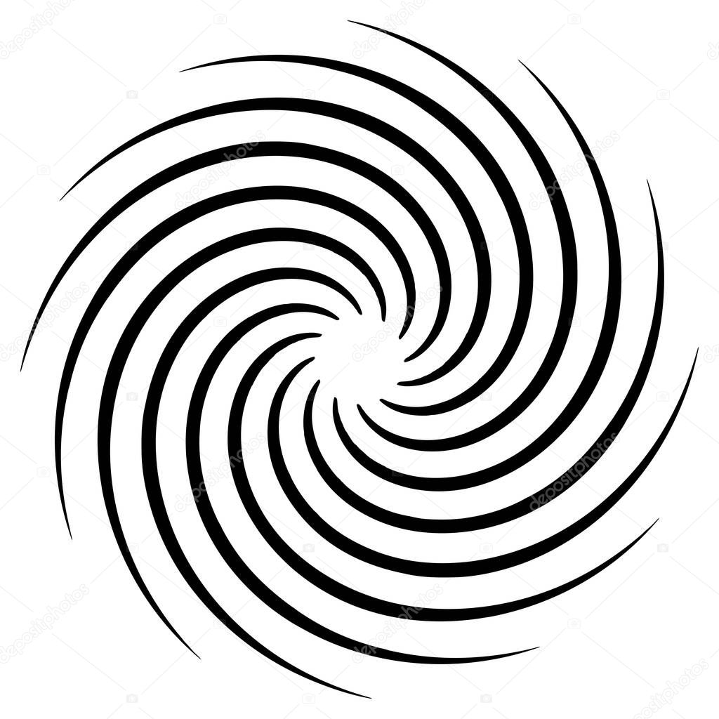 Spiral, swirl, twirl element. Cyclic whirlpool, whirlwind contortion design