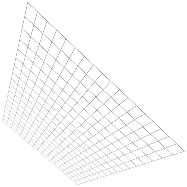 抽象3Dグリッド 視点メッシュ チェックされた空間の正方形のパターン 正方形のデザイン要素 — ストックベクタ