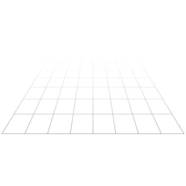 抽象3Dグリッド 視点メッシュ チェックされた空間の正方形のパターン 正方形のデザイン要素 — ストックベクタ