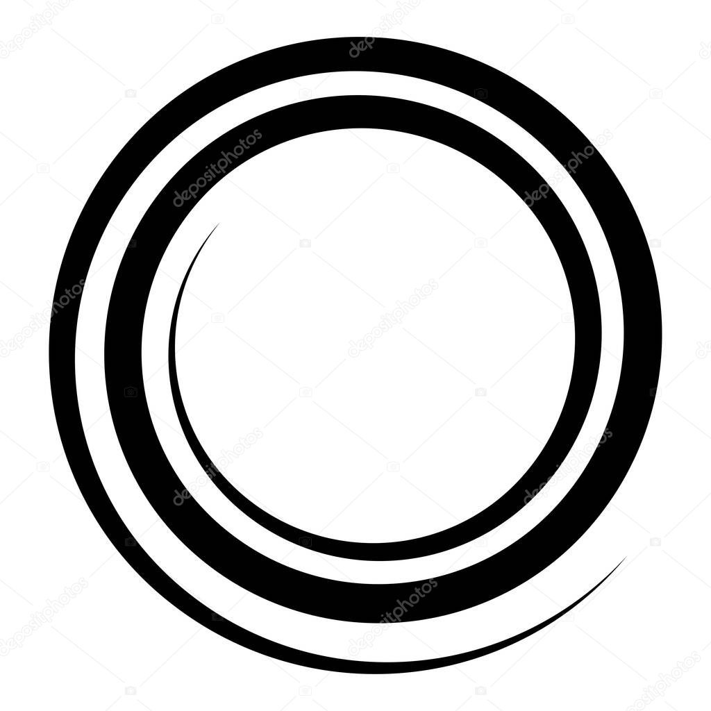 Spiral, swirl, twirl element. Cyclic whirlpool, whirlwind contortion design