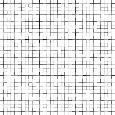 Siyah ve beyaz rastgele kareler mozaik fayans deseni. Stock vektör illüstrasyonu, Clip-art grafikleri