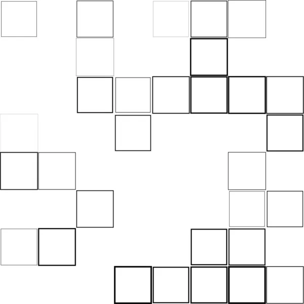 黑白随机正方形马赛克瓷砖图案 鱼群矢量图解 剪贴画 — 图库矢量图片