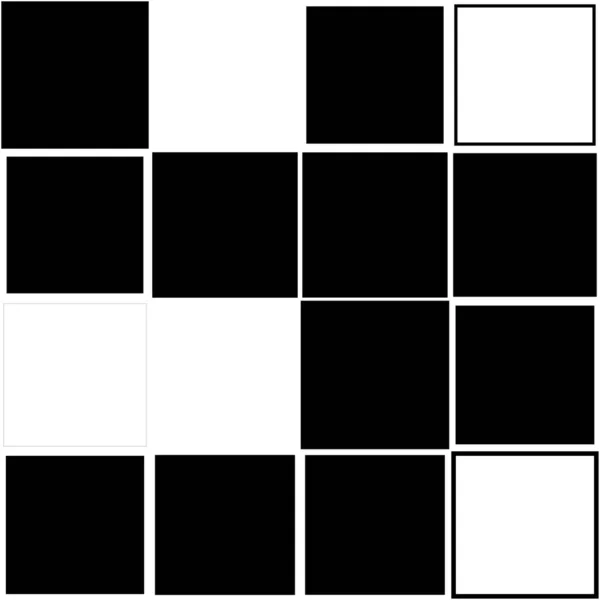 Fekete Fehér Véletlenszerű Négyzetek Mozaik Csempe Minta Készletvektor Illusztráció Clip — Stock Vector
