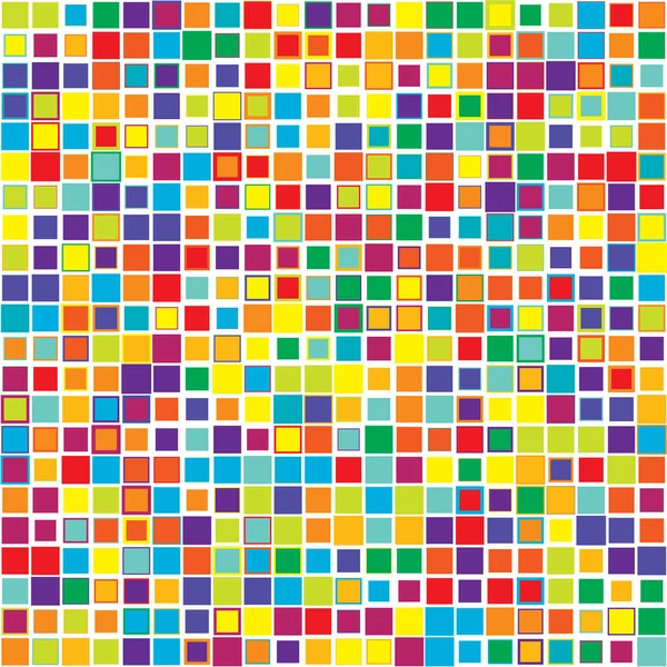 Bunte Lebendige Lebendige Zufällige Quadrate Mosaikfliesen Muster Hintergrund Textur Bestandsvektorillustration — Stockvektor