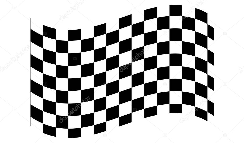 Checkered, chequered waving, wavy racing flag with different desinty squares. Squares pattern flag. Finish line, championship flag
