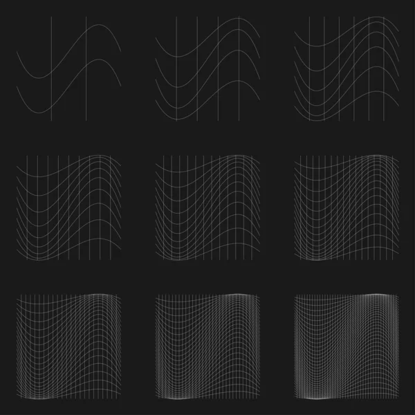 グリッド メッシュ 歪みでグレーディング 変形効果 線の歪み 変形配列 — ストックベクタ