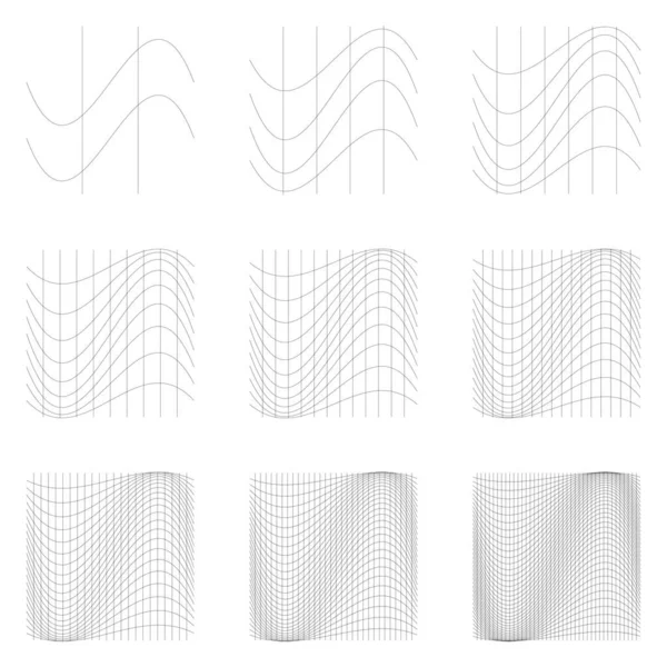 Rejilla Malla Celosía Rejilla Con Distorsión Efecto Deforme Distorsión Deformación — Archivo Imágenes Vectoriales