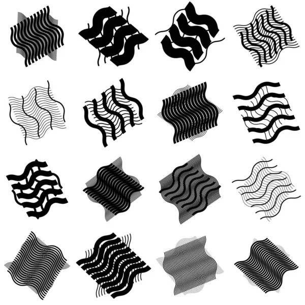 Diagonal Random Grid Mesh Wavy Zigzag Waving Criss Cross Lines — Stock Vector