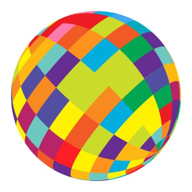 Renkli küre, küre, kareli top, mozaik, fayanslar, kareli ve kareli yüzey