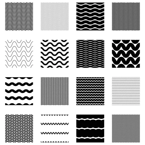 Wavy Waving Wave Repeatable Lines Stripes Streaks Pattern — Stock Vector