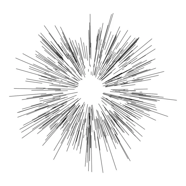 Radialne Promieniujące Linie Wiązki Promienie Linie Losowe Rozbieżne — Wektor stockowy
