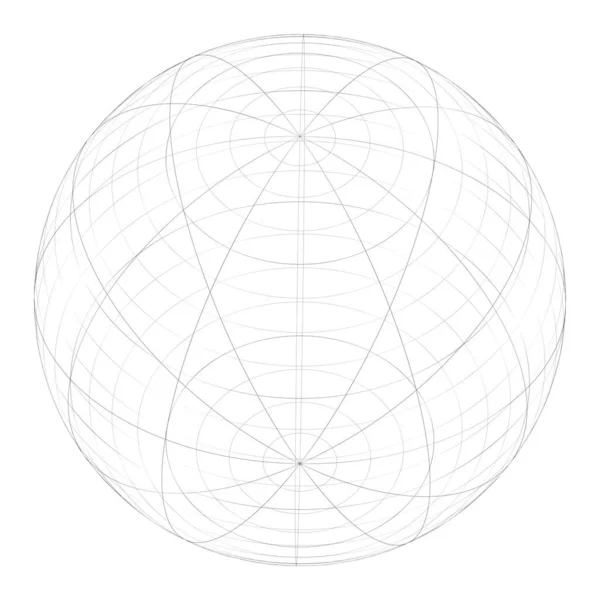 Sphere Orb Ball Wireframe Grid Mesh Surface — Vector de stock