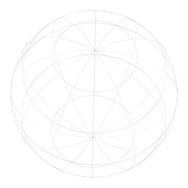 Sphère Orbe Bille Avec Armature Métallique Grille Surface Maille — Image vectorielle