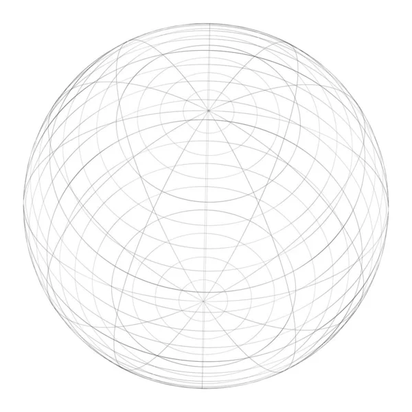 Sphère Orbe Bille Avec Armature Métallique Grille Surface Maille — Image vectorielle
