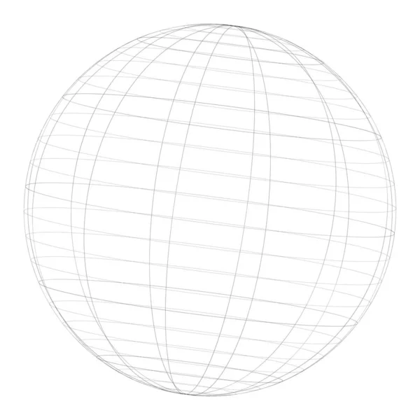 Sphere Orb Ball Wireframe Grid Mesh Surface — Stock Vector