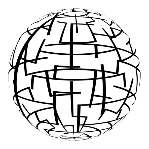 Sphère Avec Icône Lignes Aléatoires Irrégulières Symbole — Image vectorielle